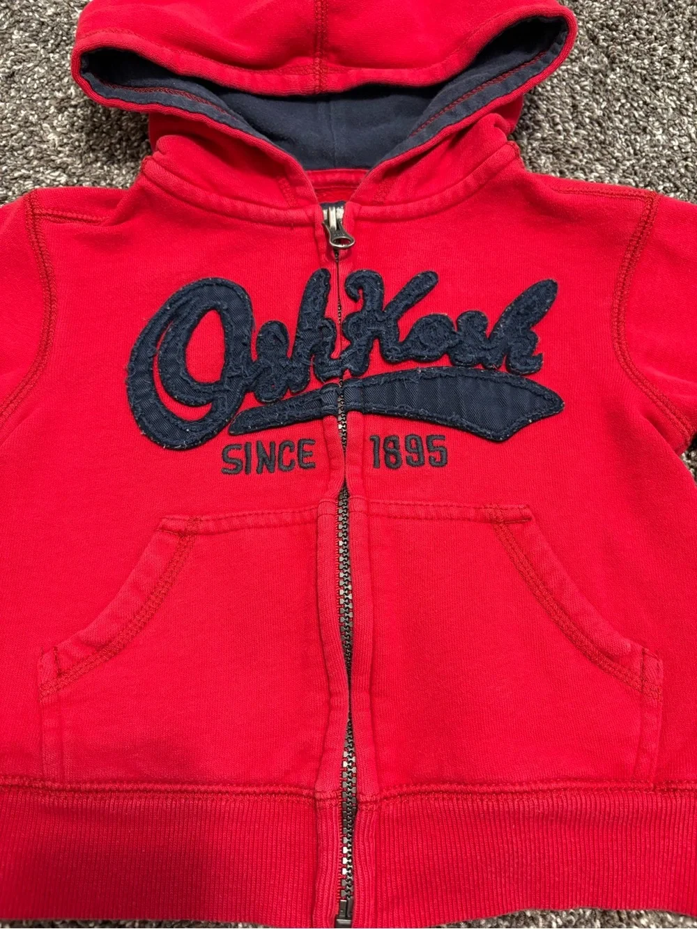 OshKosh B'gosh Red Zip Hoodie with Navy Logo